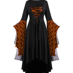 Punk gotisk hekse karneval voksen cosplay kostume heks vampyr festkjole halloween sort Z sort Black 4XL