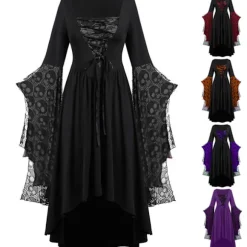 Punk gotisk hekse karneval voksen cosplay kostume heks vampyr festkjole halloween sort Z sort Black 4XL