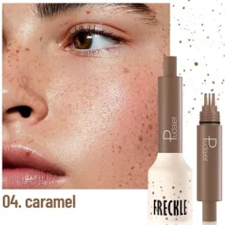 5-punkts fregnestempelpen Naturligt udseende vandtætte flydende fregner Hurtigtørrende ubesværet luftpudespids prikplet caramel