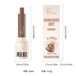5-punkts fregnestempelpen Naturligt udseende vandtætte flydende fregner Hurtigtørrende ubesværet luftpudespids prikplet caramel