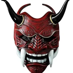 Rød Grå Japansk Samurai Maske Hannya Oni Samurai Latex Maske, Halloween Dæmon Kostume Maske, Samurai Cosplay Maske j