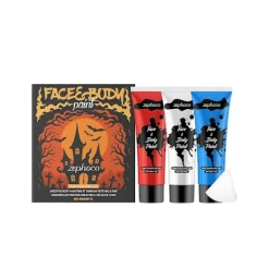 Rød Hvid og Blå Ansigtsmaling, Ansigtsfarve Kropsmaling, Halloween Makeup Sæt med Makeup Børste, til Halloween Kostumefest 2pcs