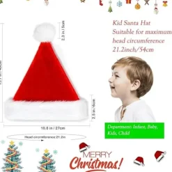 Rød nissehue til børn 2-pak julehatte plys julehat til børn jul nytårsfest,AB