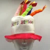 Rød plysj "Happy Birthday" kagehat - festlig kostumehat - pe