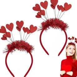 Rødt Hjerte Hårbånd - Filthjerte Hårbånd til Valentinsdag - Kostume Hårpynt til Børn og Voksne