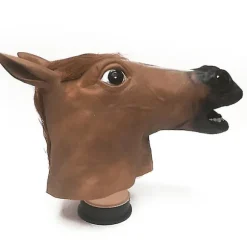 Realistisk hestemaske Fuld Hoved Pelsmanke Latex Skræmmende dyremaske til Halloween-kostume