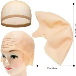 Realistisk munkekalot paryk i latex med aflange ører til tema Brown