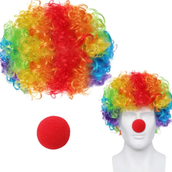 Regnbue Klovneparykker Til Drenge Og Piger Kostume Karneval Halloween Jul Påske Festtilbehør Unisex Polyester