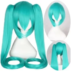 REMAKE Hatsune Miku Paryk Cosplay Parykker med 2 Hestehaler Lang Lige Paryk Halloween Karneval Rekvisitter