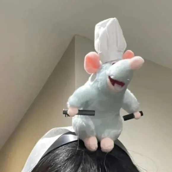 Remy Ratatouille Hårbånd/ Akselsiddende Kok Remy Plyslegetøj Hårbånd Halloween Kostume Hovedbeklædning Rotte Hår Bøjle