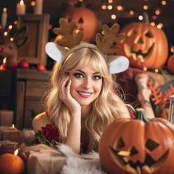 Rensdyrgevir Hårbøjle - Jule Rensdyrøre Hårbøjle til Kvinder og Mænd, Perfekt til Fester, Rollespil, Halloween, Cosplay Kostumer [DB]