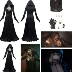 Resident Evil: Bela Dimitrescu Vampyrdam Cosplay kostume Bela Kjole+Paryk sæt Kun Paryk{FY} Only Wig One Size