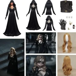 Resident Evil: Bela Dimitrescu Vampyrdam Cosplay kostume Bela Kjole+Paryk sæt Kun Paryk{FY} Only Wig One Size