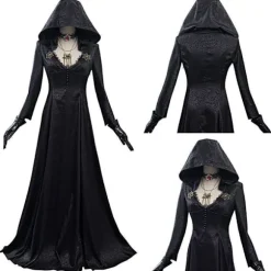 Resident Evil: Bela Dimitrescu Vampyrdam Cosplay kostume Bela Kjole+Paryk sæt Kun Paryk{FY} Only Wig One Size