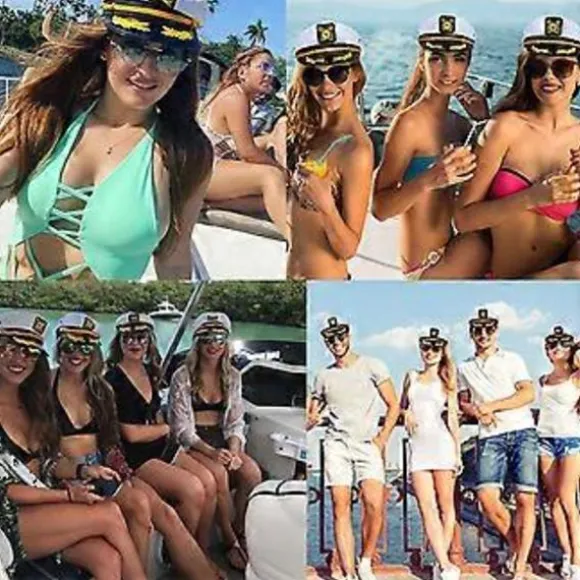 Retro Navy Marine Sailor Cap Yacht Kaptajn Hat Broderet Marine Admiral Hat Navy Hat Kostume til Halloween Hvid