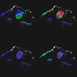 RGB LED Mask Gesture Face - Changing Glowing Mask Halloween Party Black