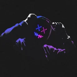 RGB LED Mask Gesture Face - Changing Glowing Mask Halloween Party Black
