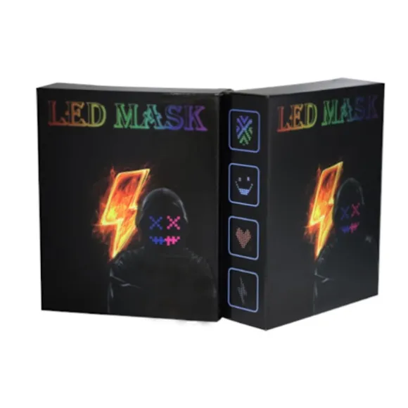 RGB LED Mask Gesture Face - Changing Glowing Mask Halloween Party Black