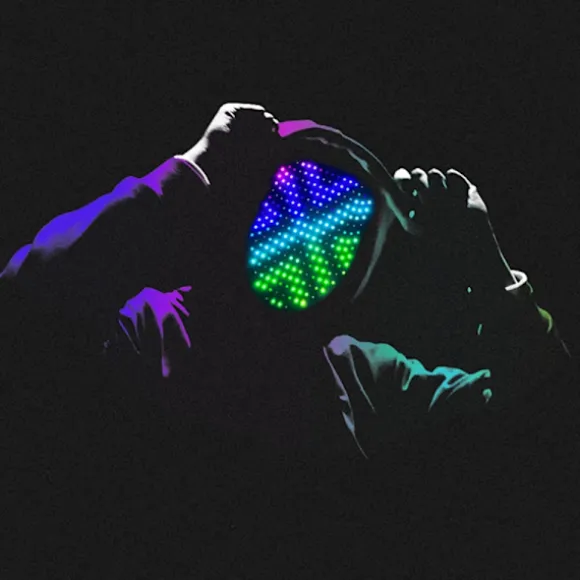 RGB LED Mask Gesture Face - Changing Glowing Mask Halloween Party Black