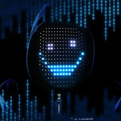 RGB LED Mask Gesture Face - Changing Glowing Mask Halloween Party Black