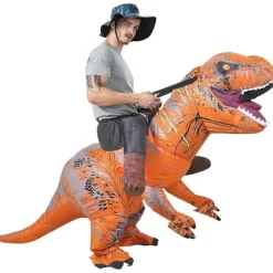 Ride-on Dinosaur Kostume Oppustelig Dinosaur Kostumer Fastelavnskostume til Voksne Brown