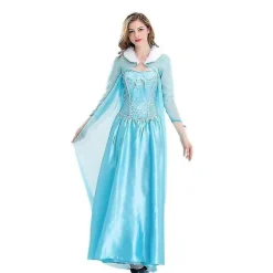 [RM]Frozen Voksen Kvinder Prinsesse Elsa Kostume til Jul Cosplay Fancy Kjole Outfit 3XL