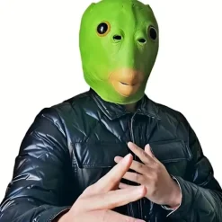 Rolig Grøn Fisk Latexmaske - Unisex Cosplay Hovedbeklædning til Fester & Begivenheder, Ingen Batterier Nødvendige, Aldre 14+
