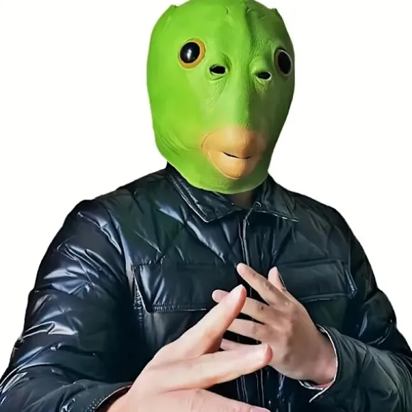 Rolig Grøn Fisk Latexmaske - Unisex Cosplay Hovedbeklædning til Fester & Begivenheder, Ingen Batterier Nødvendige, Aldre 14+