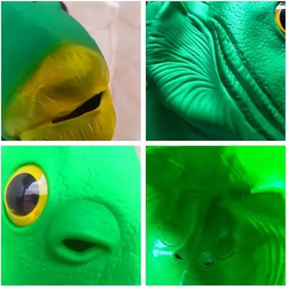 Rolig Grøn Fisk Latexmaske - Unisex Cosplay Hovedbeklædning til Fester & Begivenheder, Ingen Batterier Nødvendige, Aldre 14+
