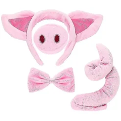 Rosa Gris Kostume Sæt med Grisører, Næse, Hale og Sløjfe - Rosa Gris Kostume Tilbehør [C]