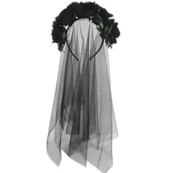 Rose Blomster Slør Halloween Kostume Hovedbånd Dag for den Sorte KLB