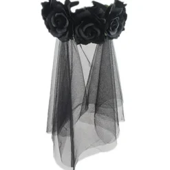 Rose Blomster Slør Halloween Kostume Hovedbånd Dag for den Sorte KLB