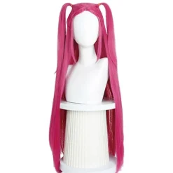 Rumi Cosplay Paryk Syntetisk Hårforlængelse Hestehale til Daglig Brug Pink Mira