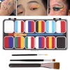 12-rums Professionel Vandbaseret Ansigts- og Kropsmalingspalette til Halloween