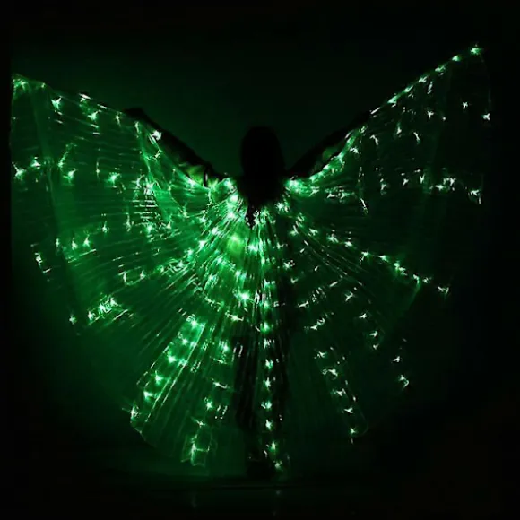 Ruoru Regnbuefarvet Alas Engel Led Vinger Voksen Led Kostume Cirkus Led Lys Lysende Kostumer Fest Show Isis Vinger Dansebeklædning Green Adult 155-180cm | Fyndiq