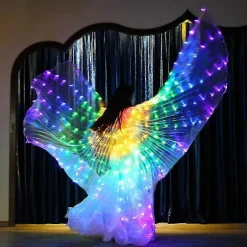 Ruoru Regnbuefarvet Alas Engel Led Vinger Voksen Led Kostume Cirkus Led Lys Lysende Kostumer Fest Show Isis Vinger Dansebeklædning Green Adult 155-180cm | Fyndiq
