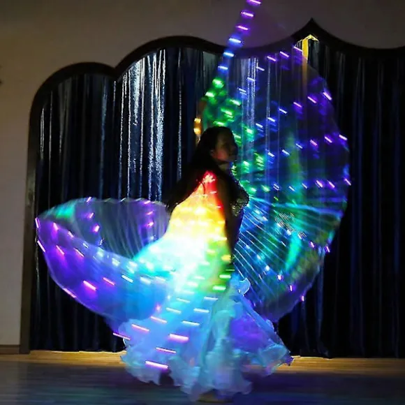 Ruoru Regnbuefarvet Alas Engel Led Vinger Voksen Led Kostume Cirkus Led Lys Lysende Kostumer Fest Show Isis Vinger Dansebeklædning Green Adult 155-180cm | Fyndiq