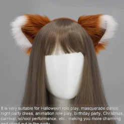 Ræv Hale Og Ører, Kat Ulv Vaskebjørn Ører Hale Sæt, Dyr Pels Hale, Ører Pandebånd, Halloween Jul Kostume - SNNGV Camel white