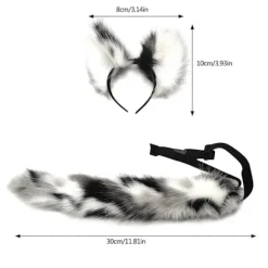 Ræveøre Pandebånd Plys Rævehale Anime Beast Hale Ræveøre Hovedbeklædning til Halloween Kostume Cosplay Festdekorationer (FMY) Black