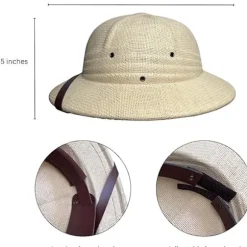 Safarihjelm til voksne – Fransk beige kostumehjelm - Opdagelsesrejsende - Eventyr - Tropehjelm