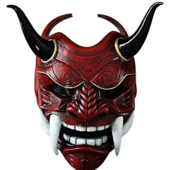 Samurai Hannya Oni Latex Maske Japansk Skræmmende Monster Kabuki Samurai Dæmon Hovedbeklædning Halloween Maskerade Cosplay Fest Kostume Rekvisitter