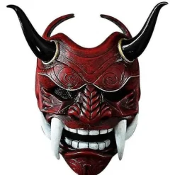 Samurai Oni Maske til Halloween og Cosplay Fester Red