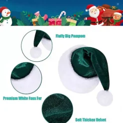SBSG Julemandshat, Julemandshat til voksne, Unisex Velvet Komfort Blå Julehat Ekstra Tyk Klassisk Plys til Jul Nytår Festlig Ferie
