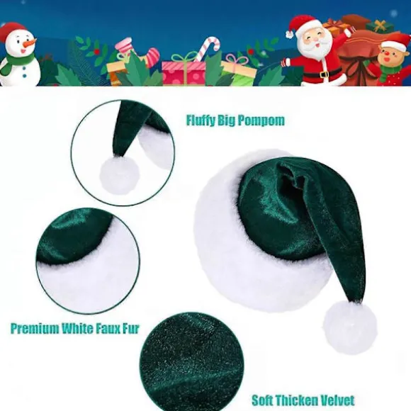 SBSG Julemandshat, Julemandshat til voksne, Unisex Velvet Komfort Blå Julehat Ekstra Tyk Klassisk Plys til Jul Nytår Festlig Ferie