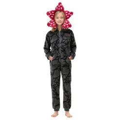 [SC]2026 Ny Mod K Stranger Things Kødædende Plante Onesie Vinter Par Familie Loungewear Rollespil Søde Flanell Pyjamas sort-FM- sort black 140cm