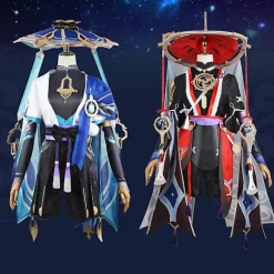 Scaramouche Cosplay Genshin Impact Kostume Paryk Hat Fuld Sæt Anime Halloween Genshin Cosplay Wanderer Kostume Uniform til mænd 1pcs wigs XL