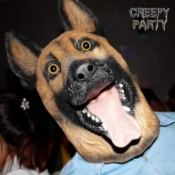 Schæferhund Latex Hundemaske Kompatibel med Halloween Kostumefester, Realistisk Dyrehoved Maske Tilbehør