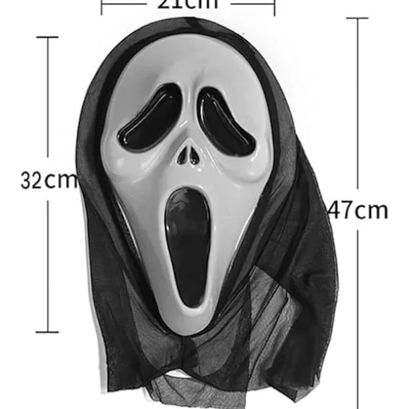 Scream Maske til Halloween Kostume Lavet af Holdbart Hårdt Materiale til Voksne til Skræmmende Filmkostume, Ghost Face Halloween Spøgelsesmaske, One Size | Fyndiq