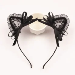Sød Blonder Katteøre Maske Cosplay Hårbånd Dame B