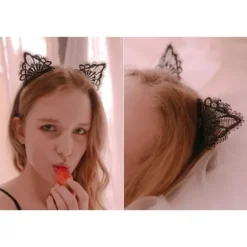 Sød Blonder Katteøre Maske Cosplay Hårbånd Dame B